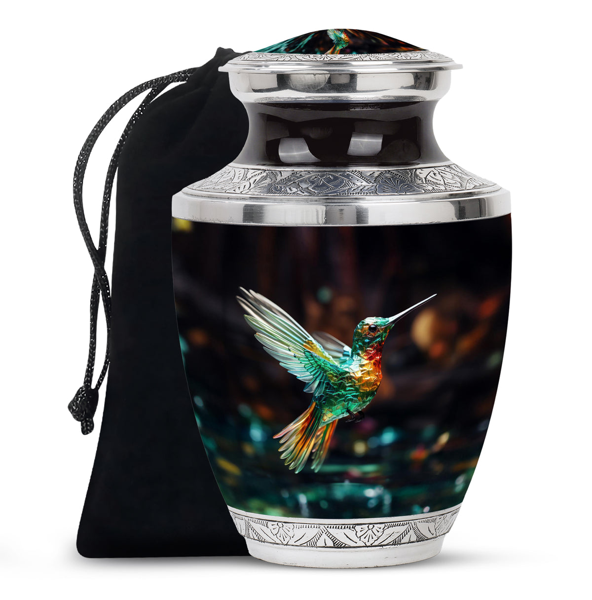 Crystal Hummingbird Theme Cremation Urn - Luxury Funeral Urn For Loved Ones