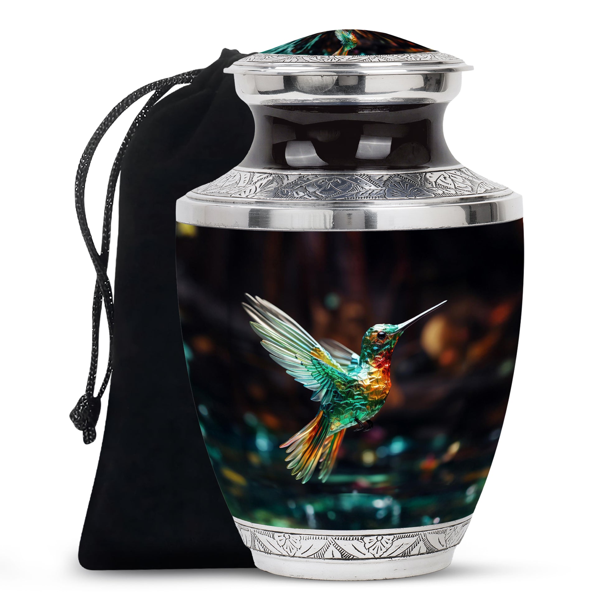 Crystal Hummingbird Theme Cremation Urn - Luxury Funeral Urn For Loved Ones