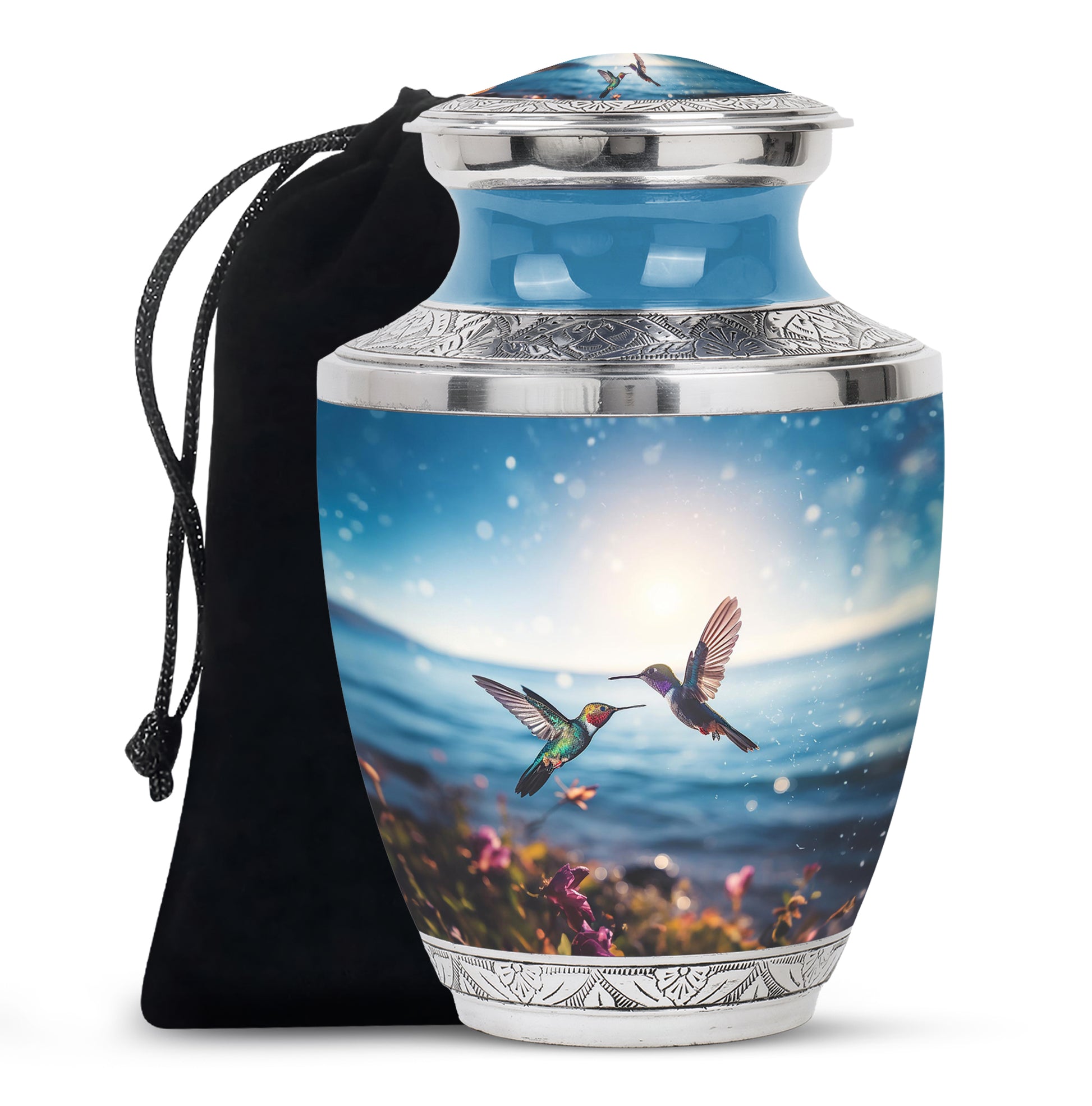 Couple Hummingbird Theme Funeral Urn - Beautiful Ashes Urn For Adults
