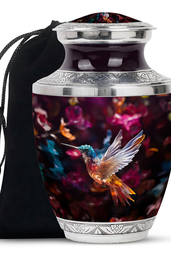 Colourful Decorative Hummingbird Memorial Urn - Cremation Urn For Male & Female