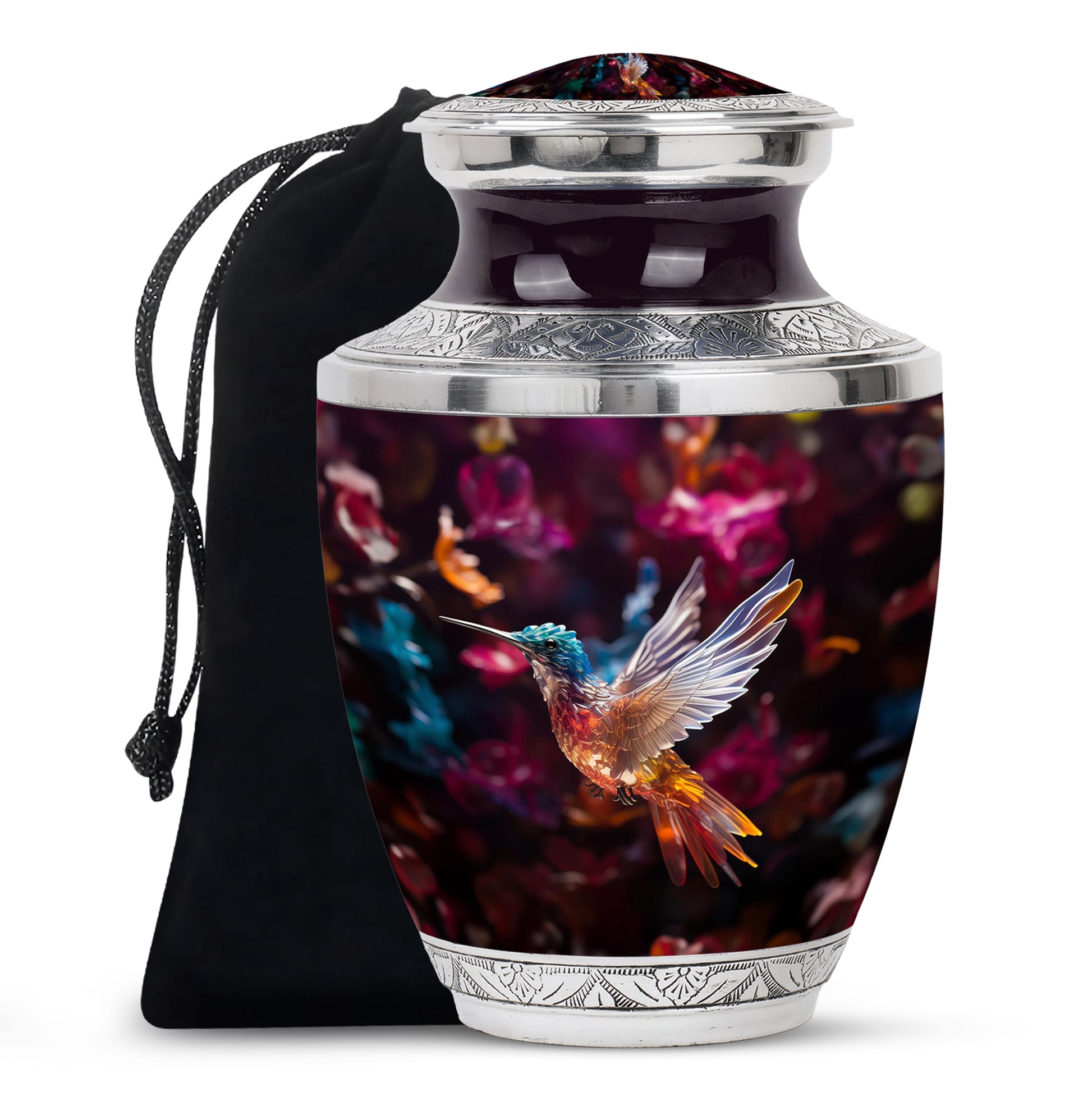 Colourful Decorative Hummingbird Memorial Urn - Cremation Urn For Male & Female