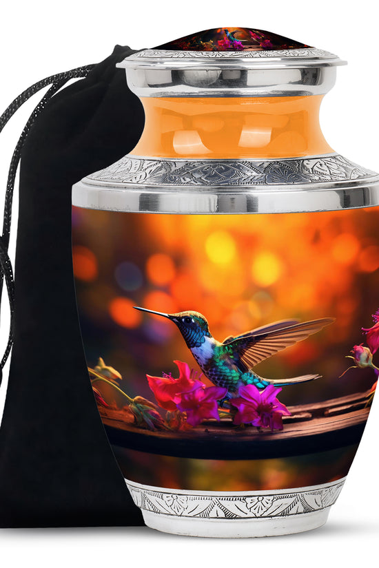Green Hummingbird Funeral Urn - Large Funeral Urn For Human Ashes