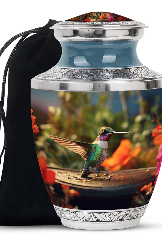 Elegant Hummingbird Memorial Urn - Aluminium Cremation Urn For Human Ashes
