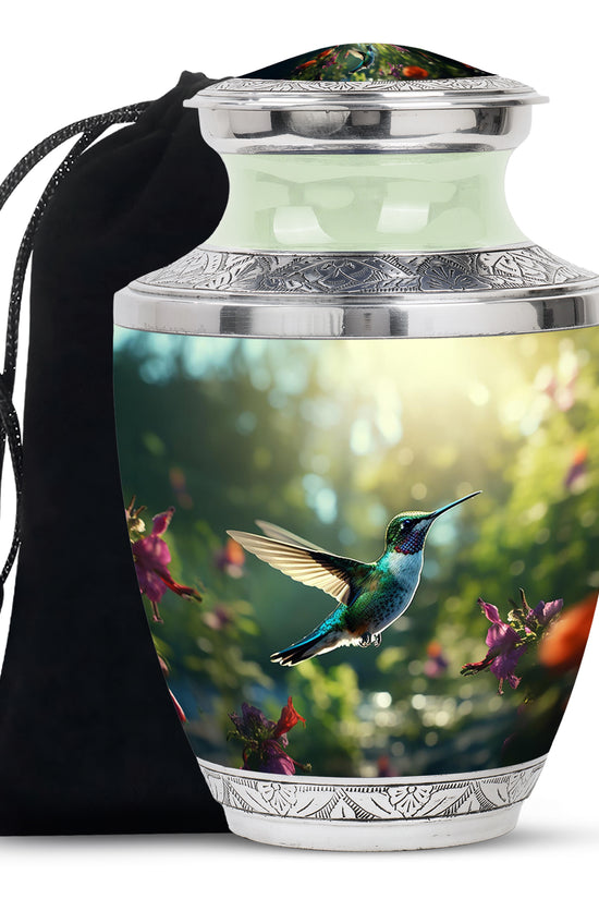 Hummingbird Cremation Urn - Forest Theme Urn For Human Ashes