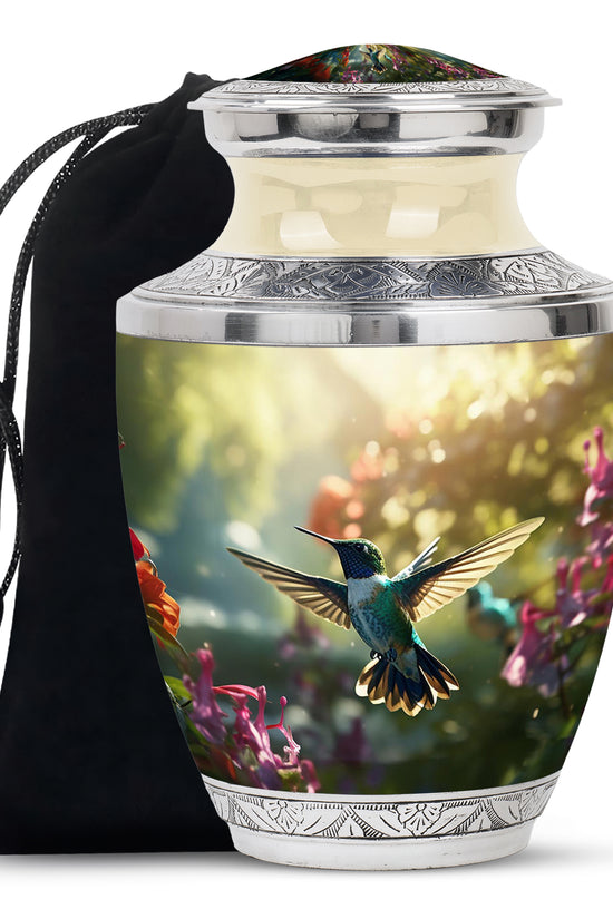 Flying Hummingbird Cremation Urn - Aluminium Memorial Urn For Ashes