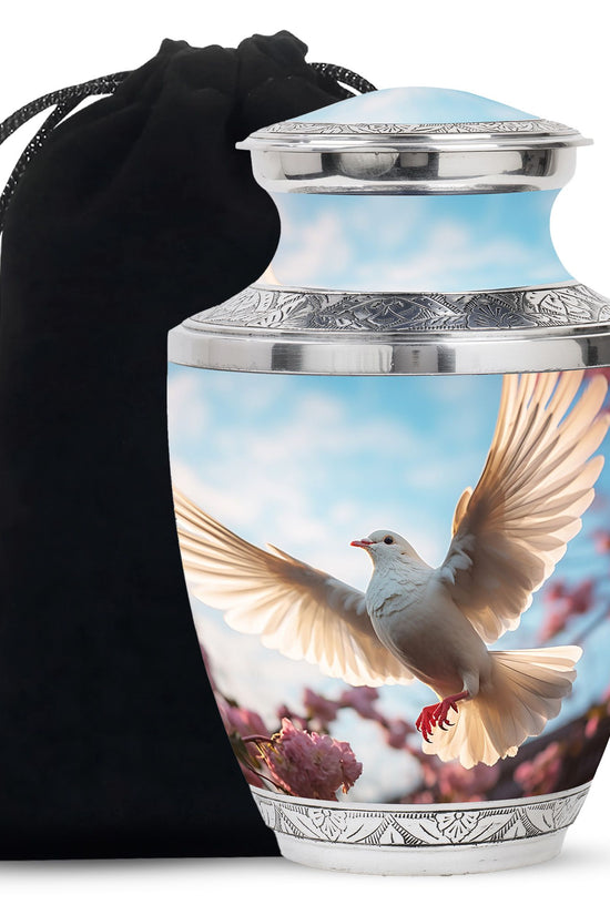Beautiful Memorial Urn For Ashes - Dove Bird Theme CrematIon Urn