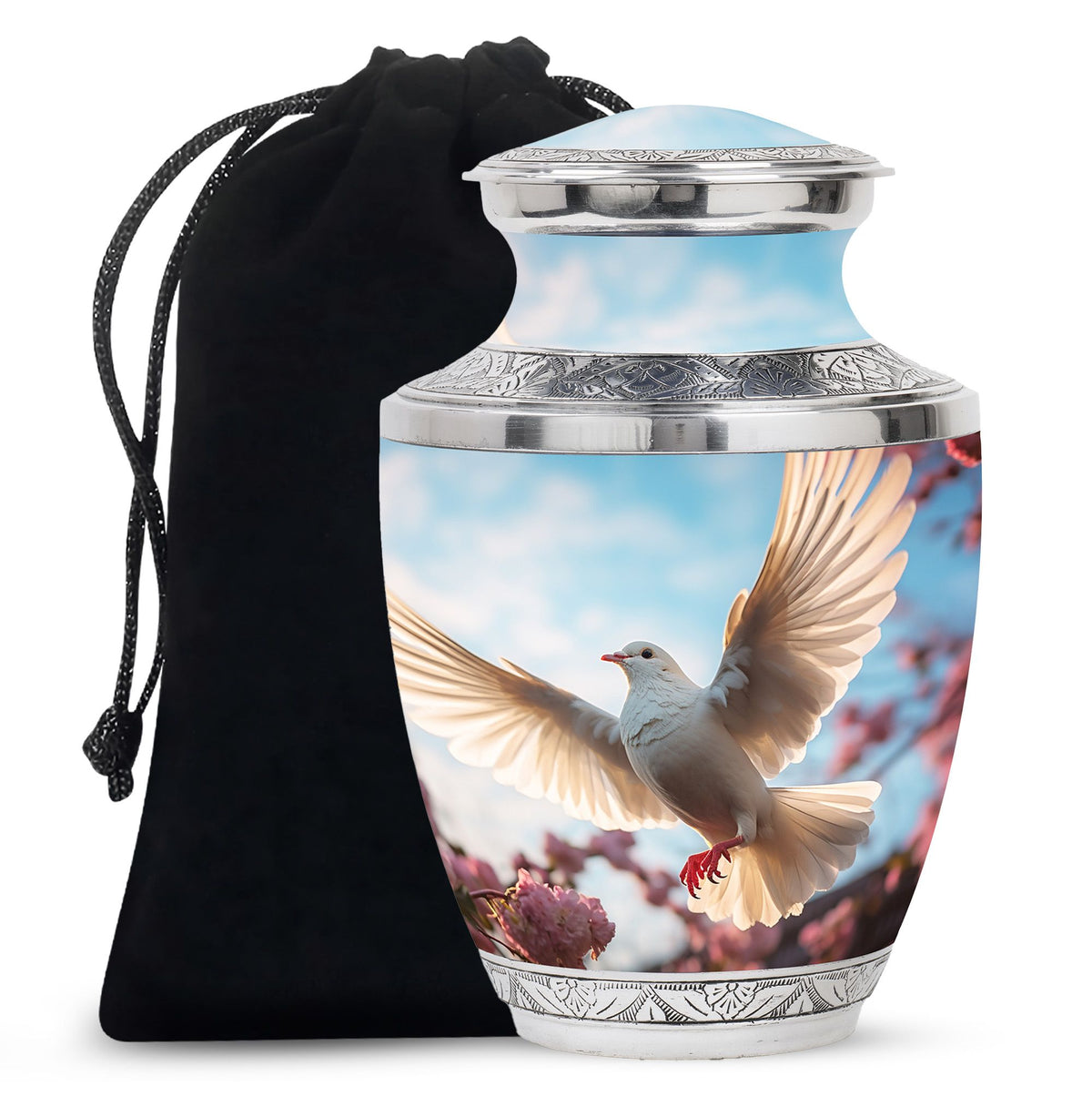 Beautiful Memorial Urn For Ashes - Dove Bird Theme CrematIon Urn
