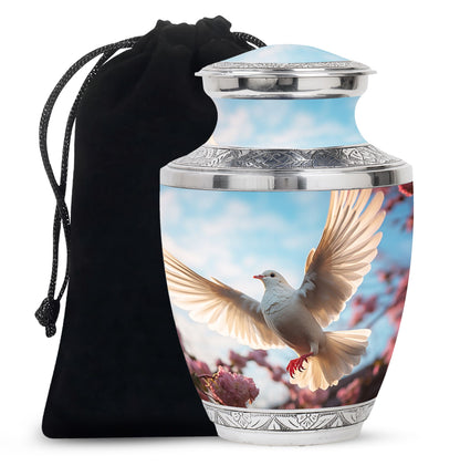 Beautiful Memorial Urn For Ashes - Dove Bird Theme CrematIon Urn
