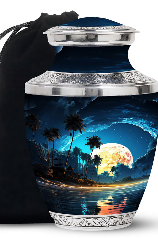 Night Beach Memorial Urn - Moonlight Cremation Urn For Loved Ones