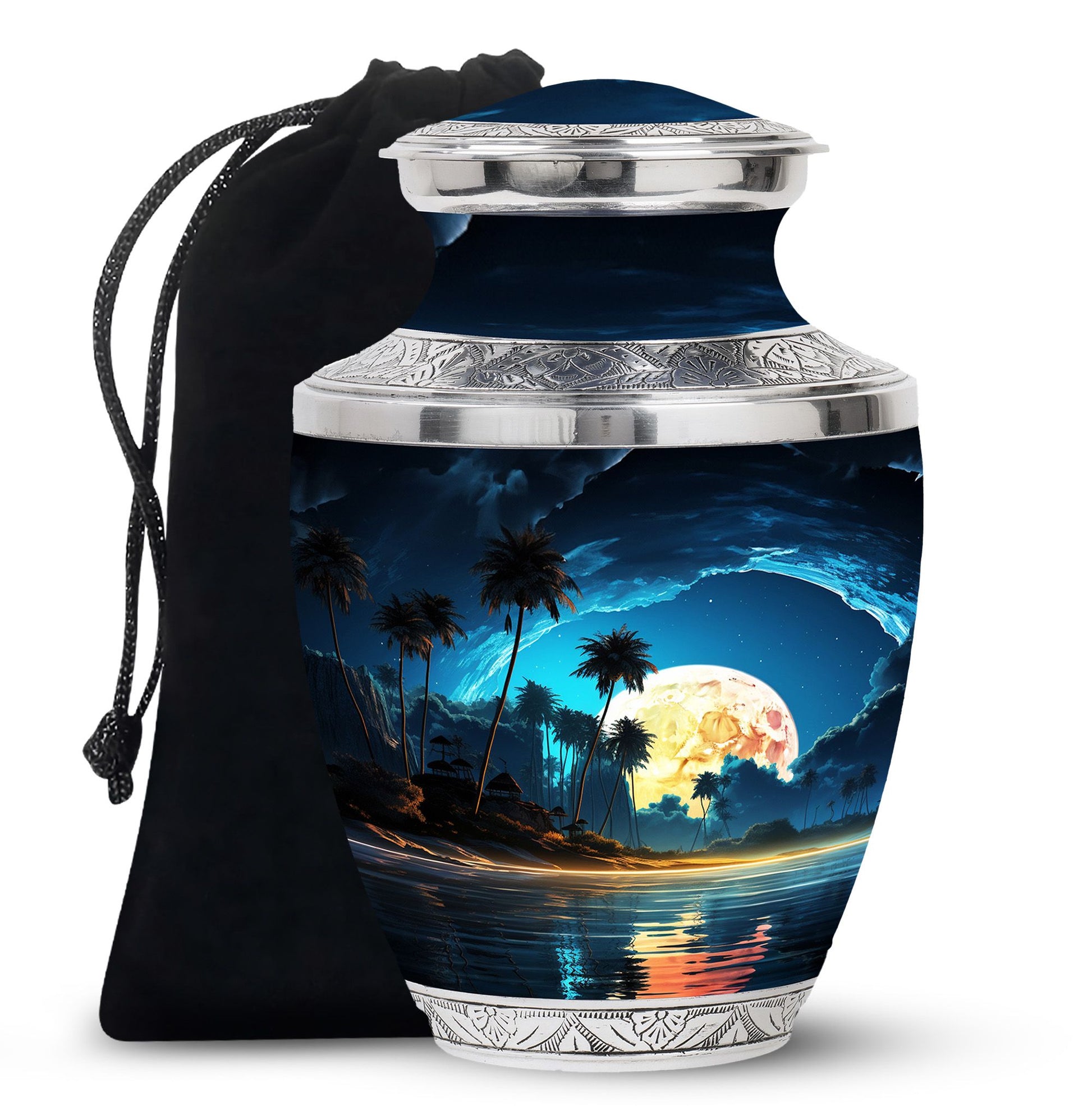Night Beach Memorial Urn - Moonlight Cremation Urn For Loved Ones