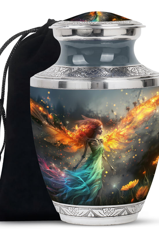 Flame Wing Angel Memorial Urn - Dark Cremation Urn For Male & Female
