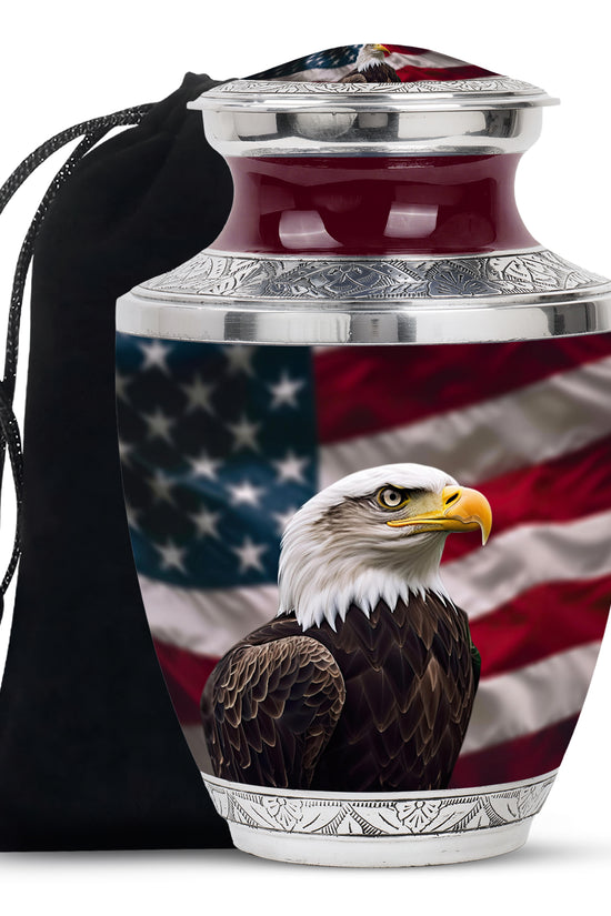 Bold Eagle Cremation Urn - Military Veteran Theme Memorial Urn For Human Ashes
