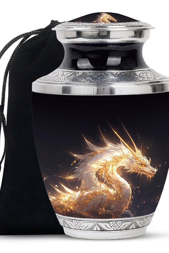 Black Shadow Dragon Cremation Urn For Ashes - Elegant Memorial Urn