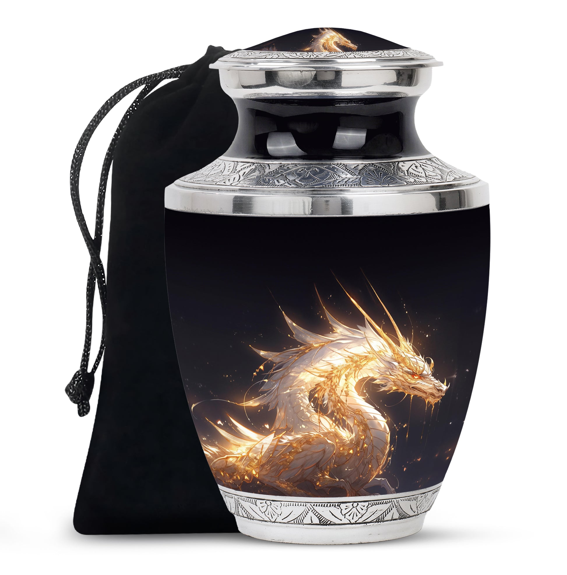 Black Shadow Dragon Cremation Urn For Ashes - Elegant Memorial Urn