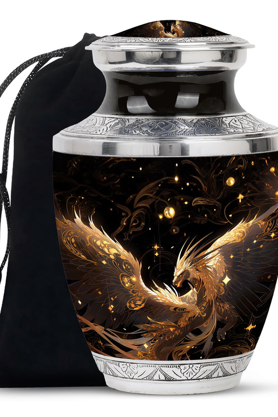 Celestial Silver Dragon Funeral Urn For Adults - Premium Aluminium Urn