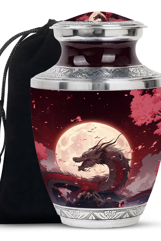Red Artistic Dragon Memorial Urn - Beautiful Funeral Urn For Adult Ashes