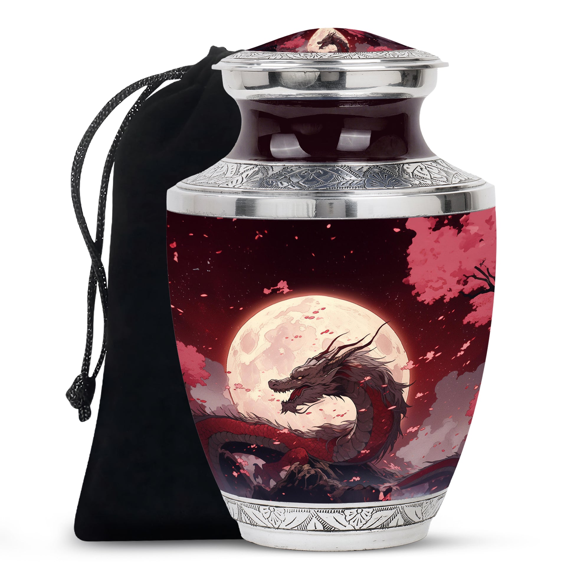 Red Artistic Dragon Memorial Urn - Beautiful Funeral Urn For Adult Ashes