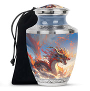 Golden Phoenix Dragon Funeral Urn For Human Ashes - Decorative Memorial Urn
