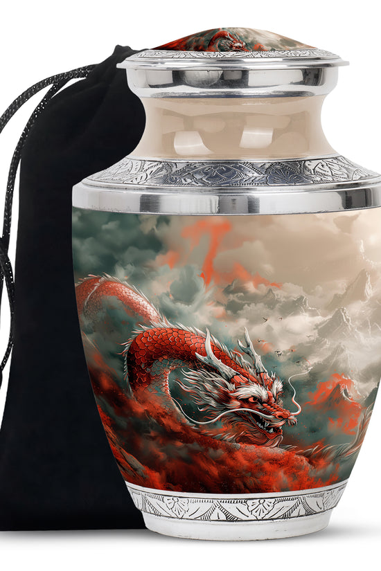 Midnight Dragon Moon Cremation Urn - Black Aluminium Urn For Adult Ashes
