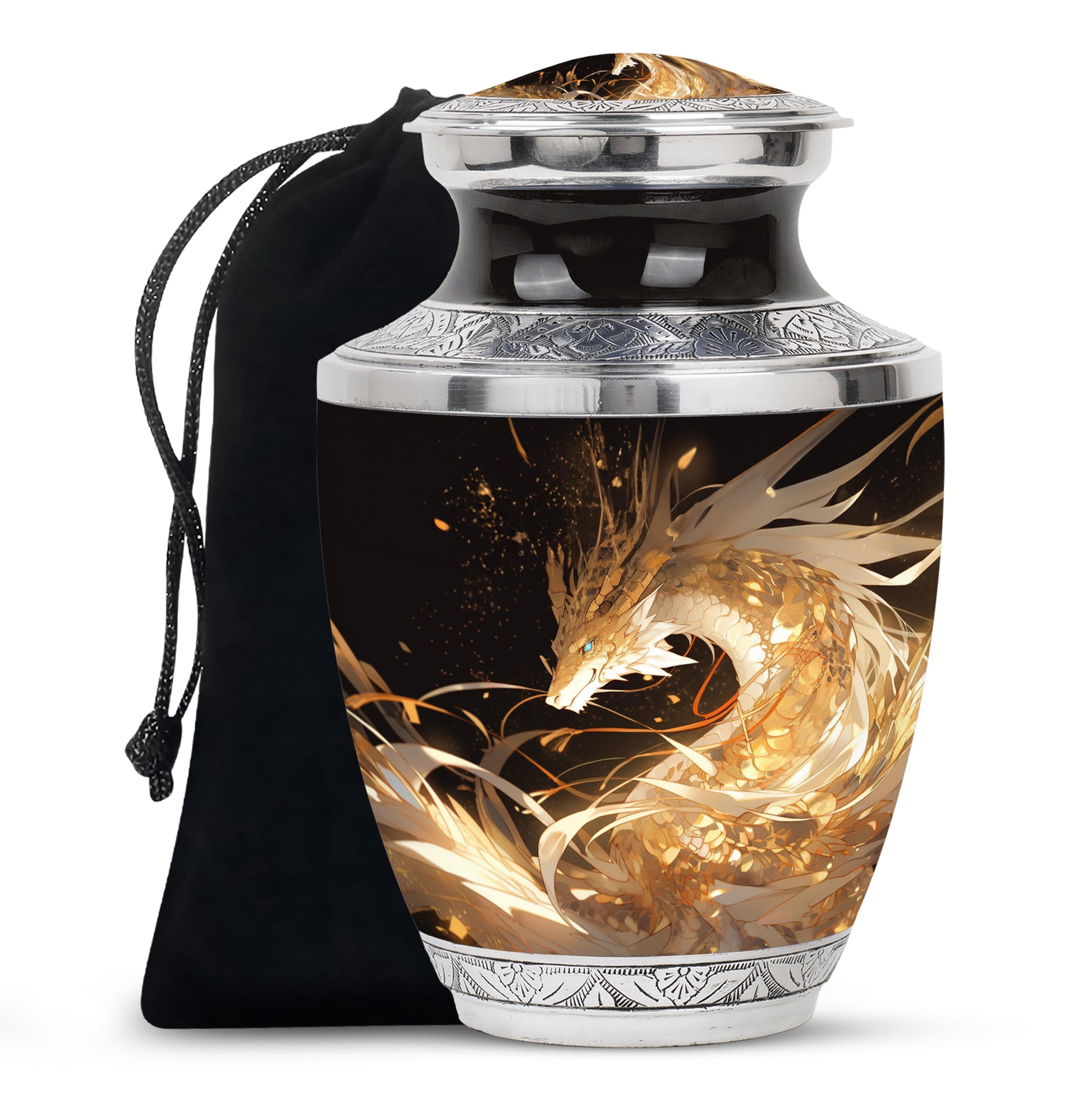 Dragon Guardian Funeral Urn For Human Ashes - Artistic Aluminium Urn