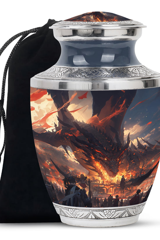 Royal Black Dragon Memorial Urn - Decorative Funeral Urn For Human Ashes