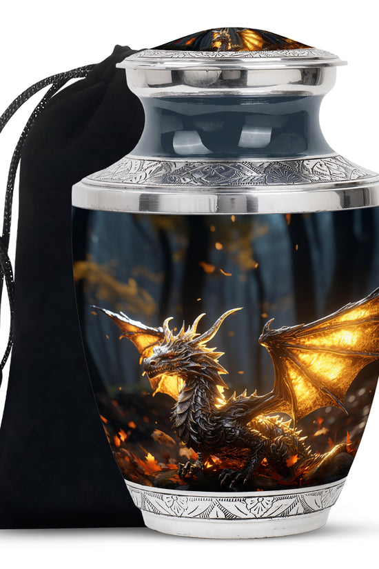 Golden Dragon Treasure Funeral Urn For Ashes - Luxury Memorial Urn
