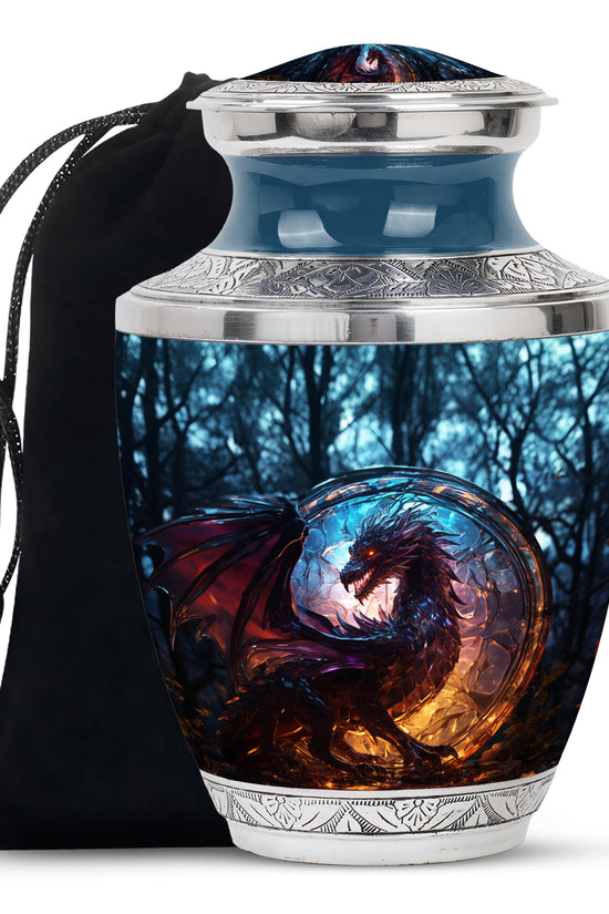 Blue Thunder Dragon Memorial Urn For Ashes - Decorative Cremation Urn