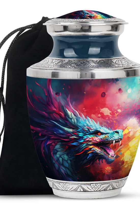 Colourful Artistic Cremation Urn - Large Memorial Urn For Adult Ashes
