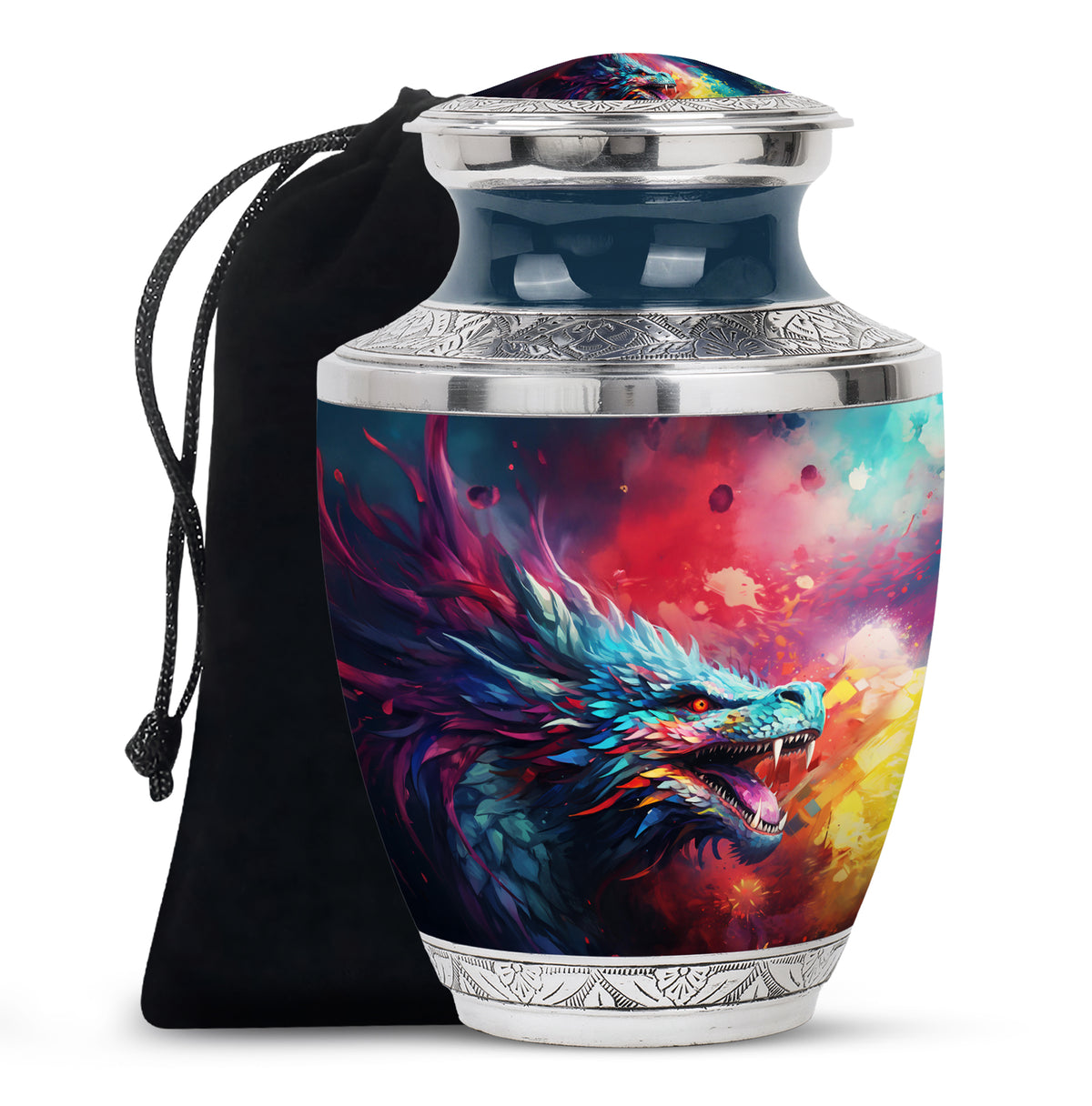 Colourful Artistic Cremation Urn - Large Memorial Urn For Adult Ashes