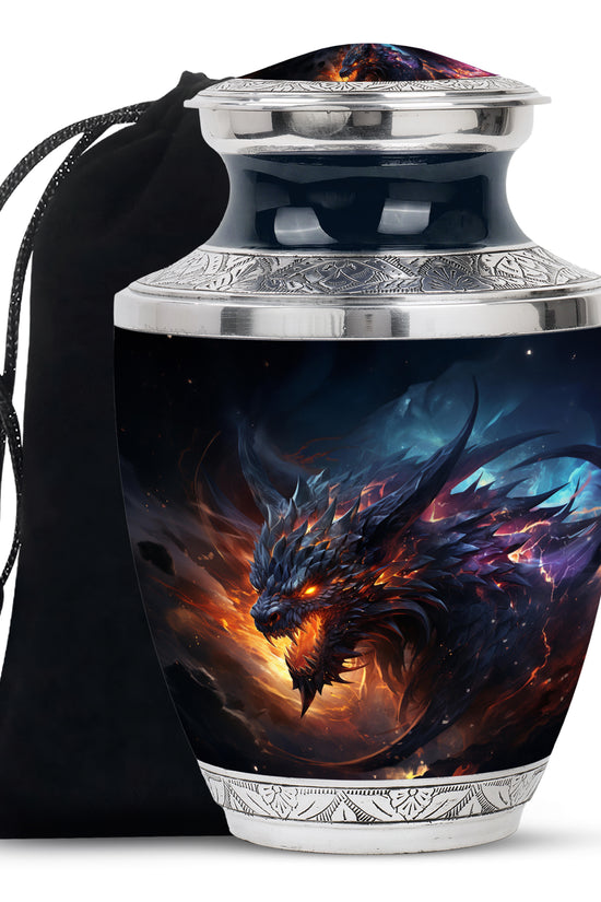 Dragon Flame Warrior Funeral Urn For Ashes - Premium Aluminium Memorial Urn