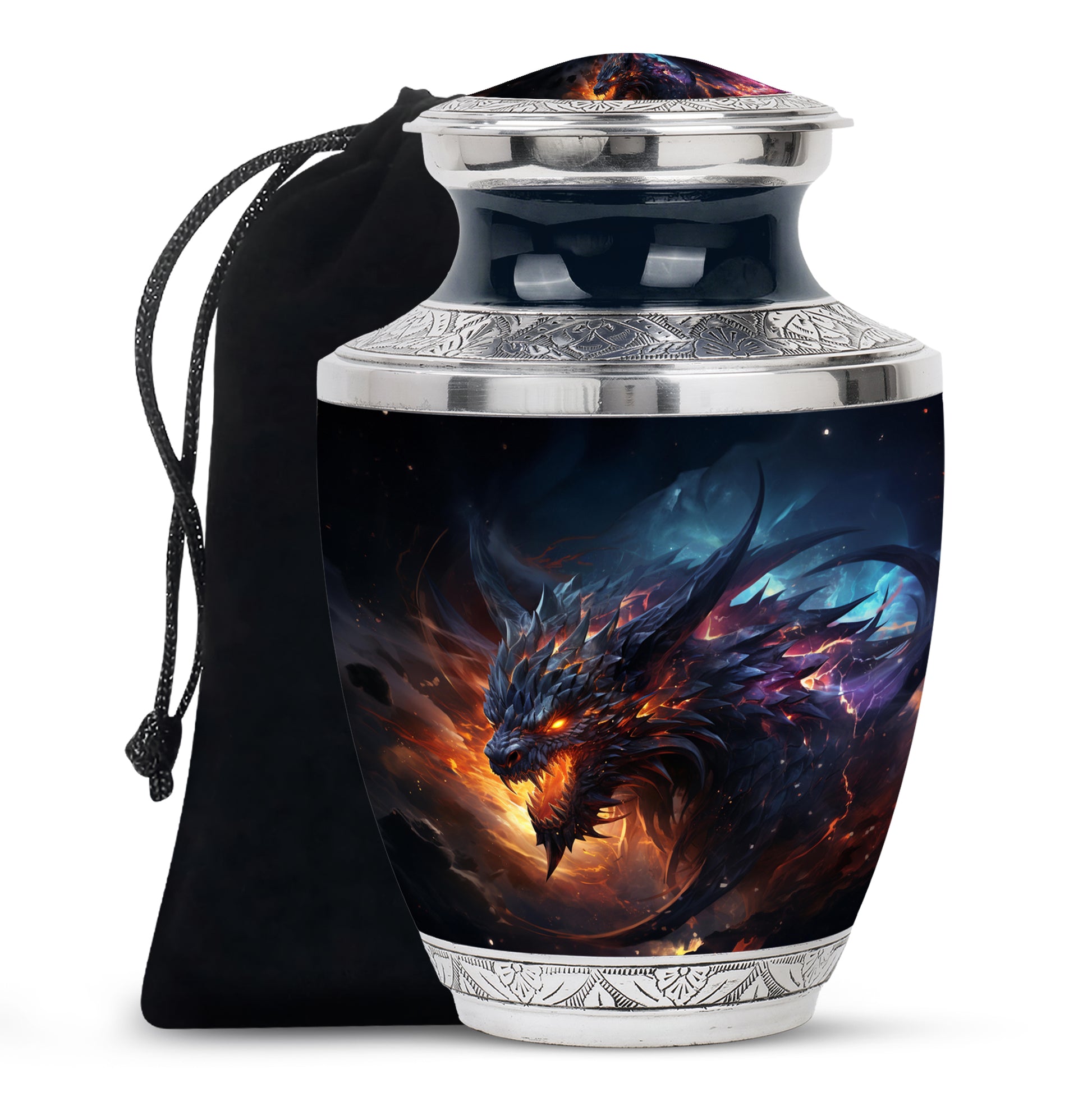 Dragon Flame Warrior Funeral Urn For Ashes - Premium Aluminium Memorial Urn