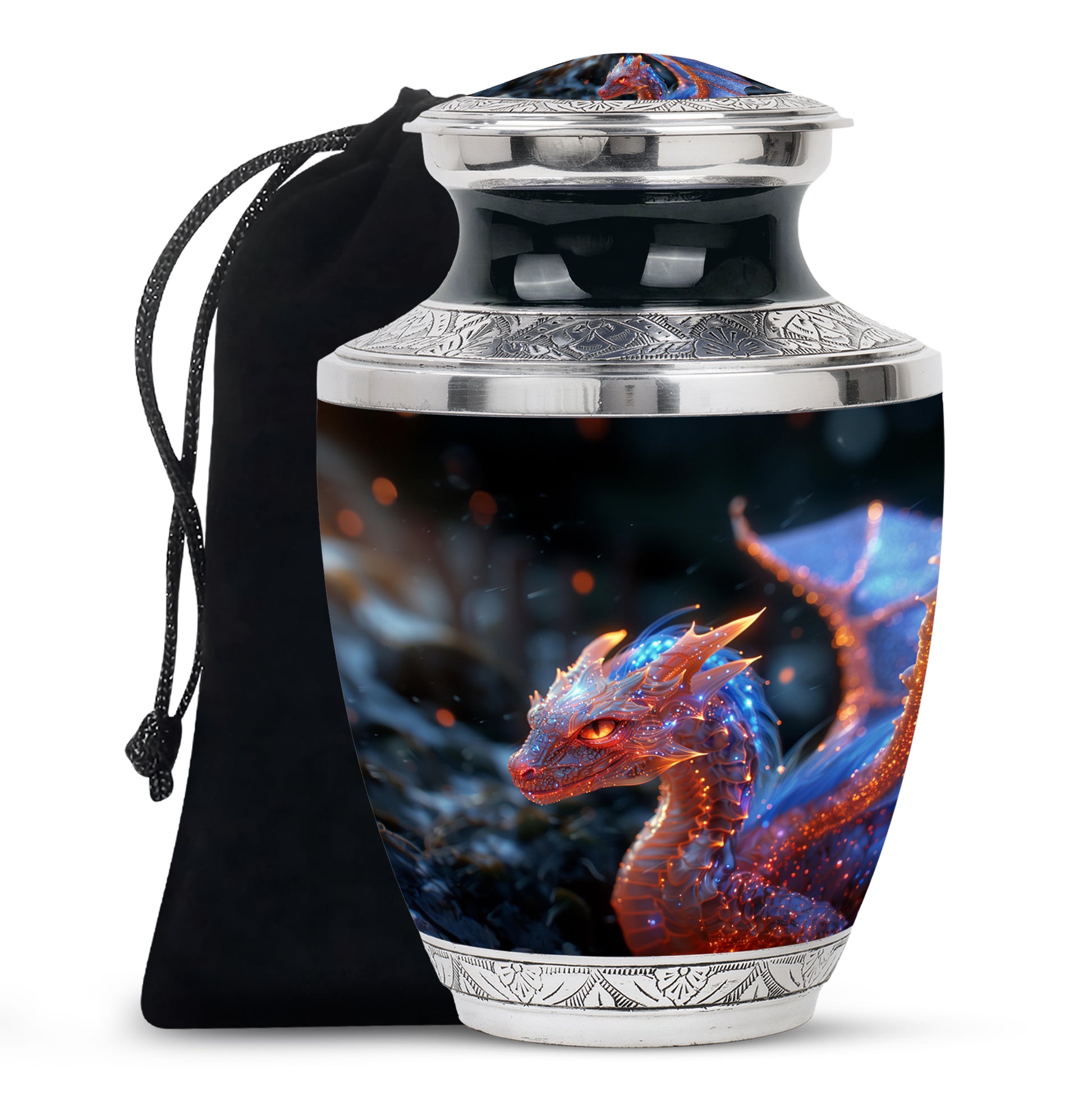 Golden Dragon Wings Cremation Urn For Adults - Artistic Funeral Urn