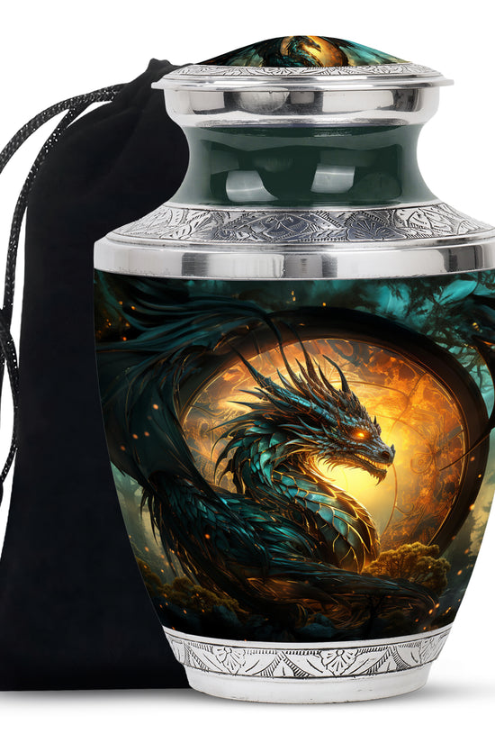 Dragon Warrior Funeral Urn - Aluminium Cremation Urn For Adult Ashes