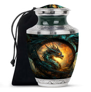 Dragon Warrior Funeral Urn - Aluminium Cremation Urn For Adult Ashes