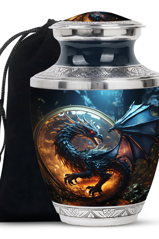 Purple Mystic Dragon Cremation Urn For Ashes - Fantasy Memorial Urn