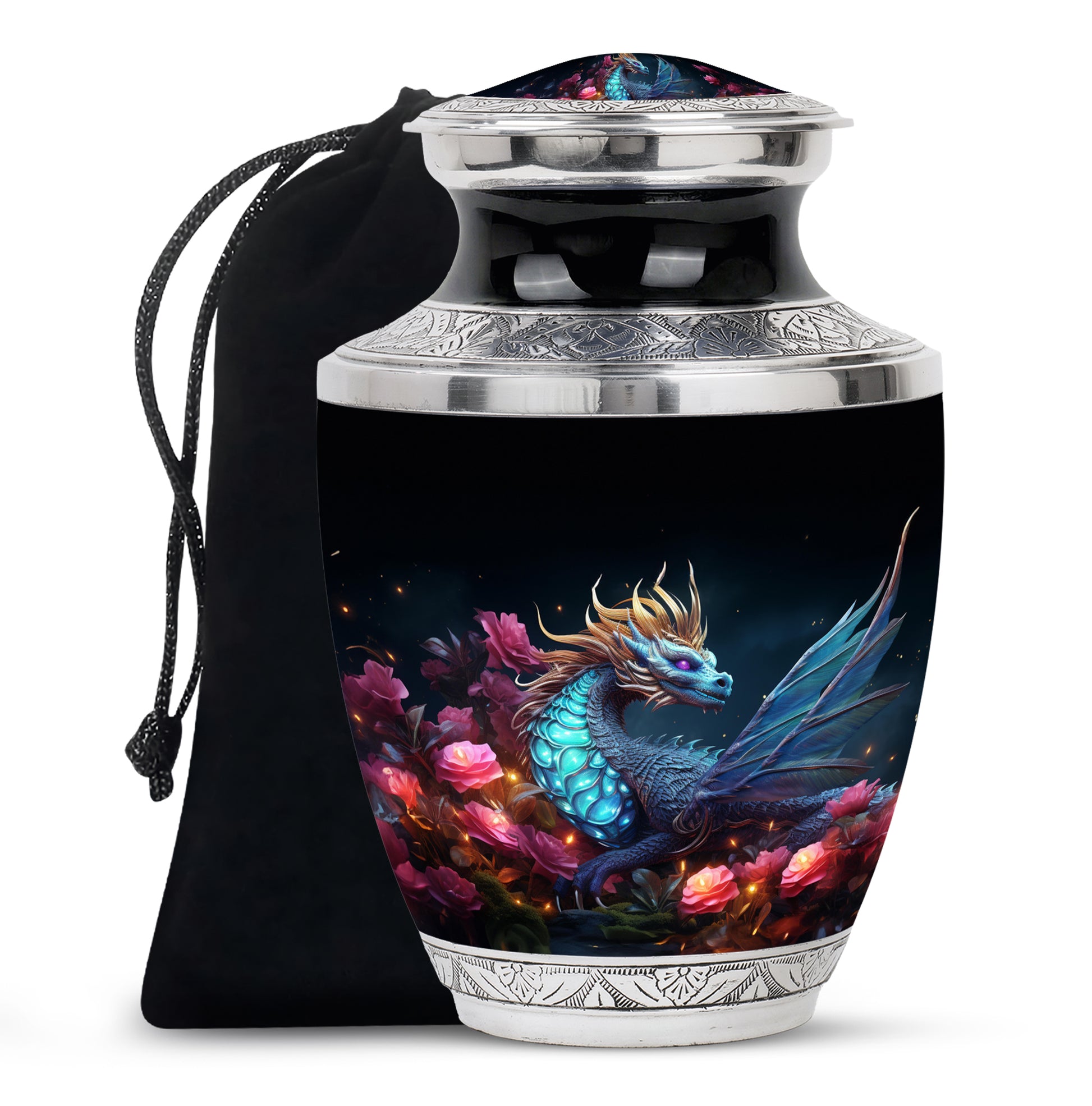 Dragon Theme Funeral Urn - Red Artistic Cremation Urn For Adult Ashes