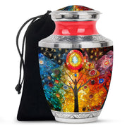 Colourful Artistic Tree Cremation Urn - Large Funeral Urn For Ashes