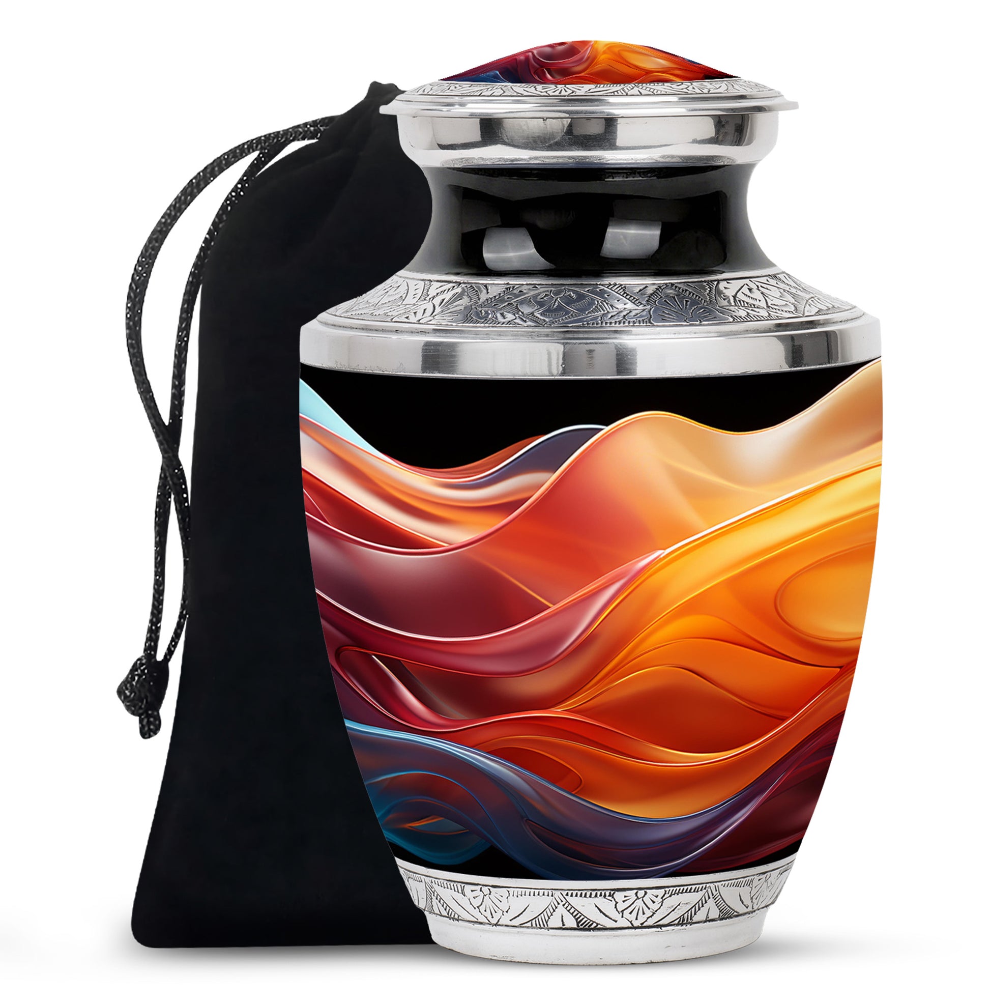Cremation Urn For Ashes - Black Aluminum Urn For Loved Ones
