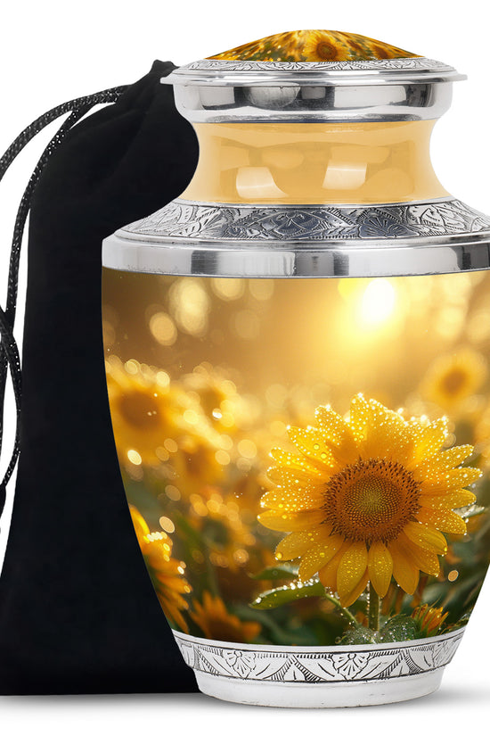 Floral Sunflower Cremation Urn - Peaceful Ashes Urn For Loved Ones