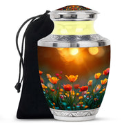 Tulip Garden Memorial Urn - Flower Theme Funeral Urn For Ashes
