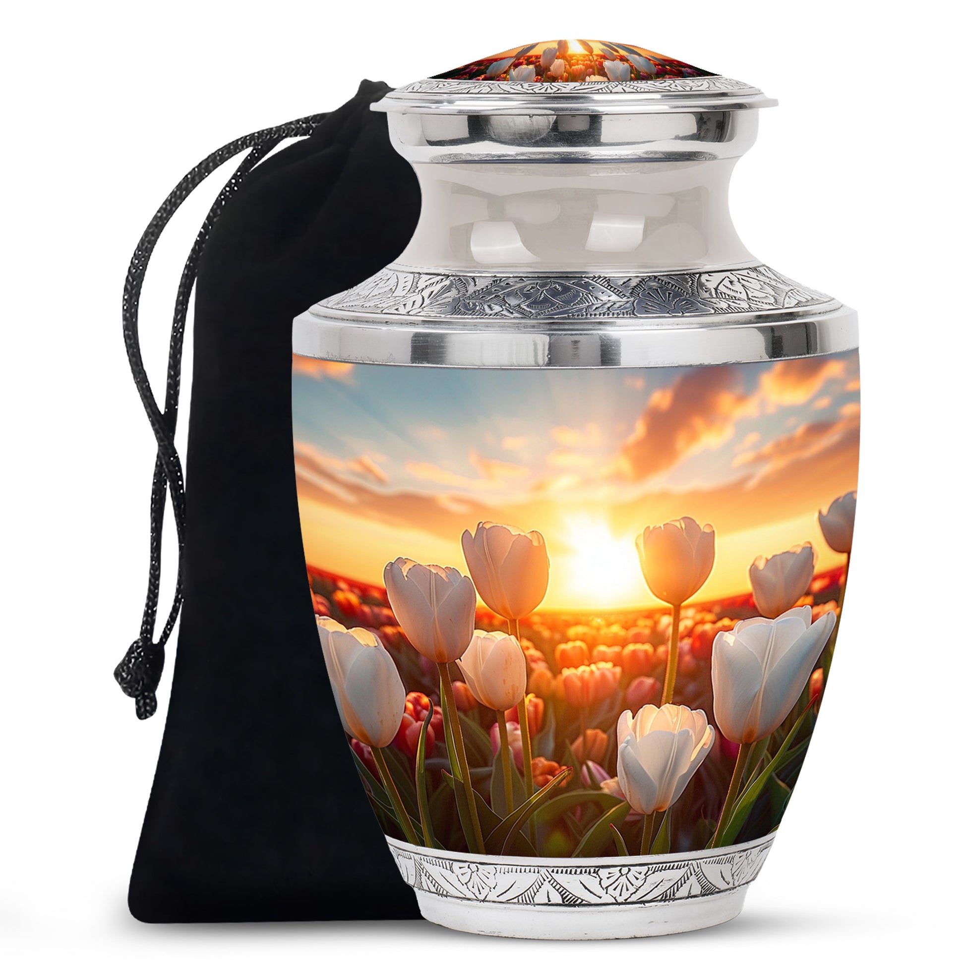 Serene Sunset Tulip Urn - Premium Memorial Urn For Loved Ones