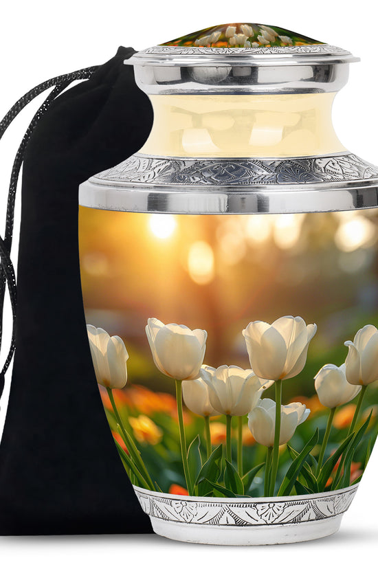Peaceful Tulip Funeral Urn - Large Memorial Urn For Human Ashes