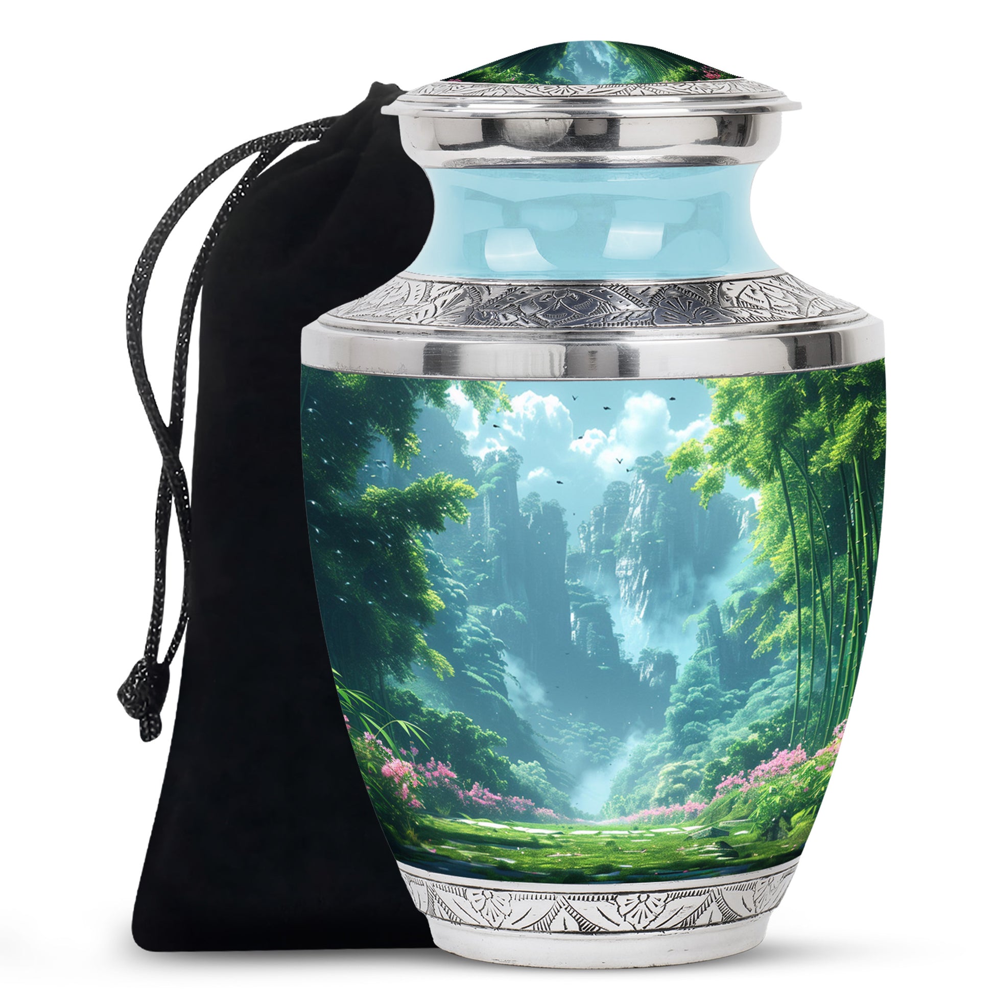 Forest Landscape Funeral Urn - Nature Cremation Urn For Human Ashes