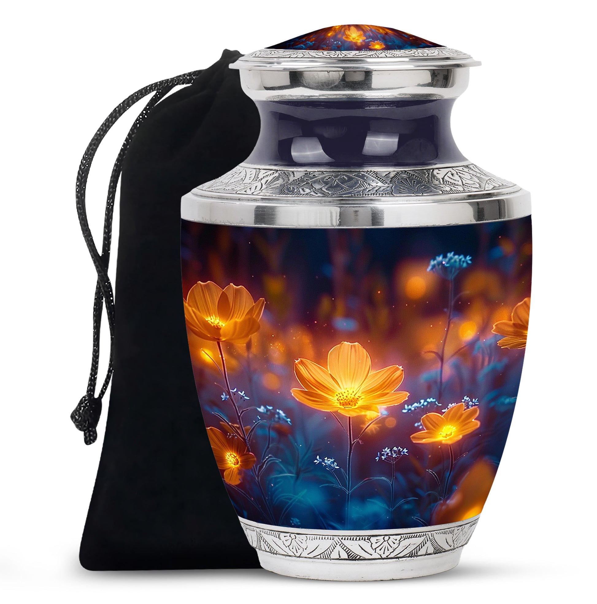 Glowing Beautiful Flower Memorial - Large Cremation Urn For Loved Ones