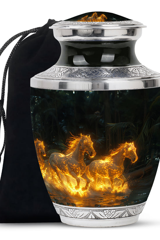Horse Theme Funeral Urn - Large Memorial Urn For Loved Ones