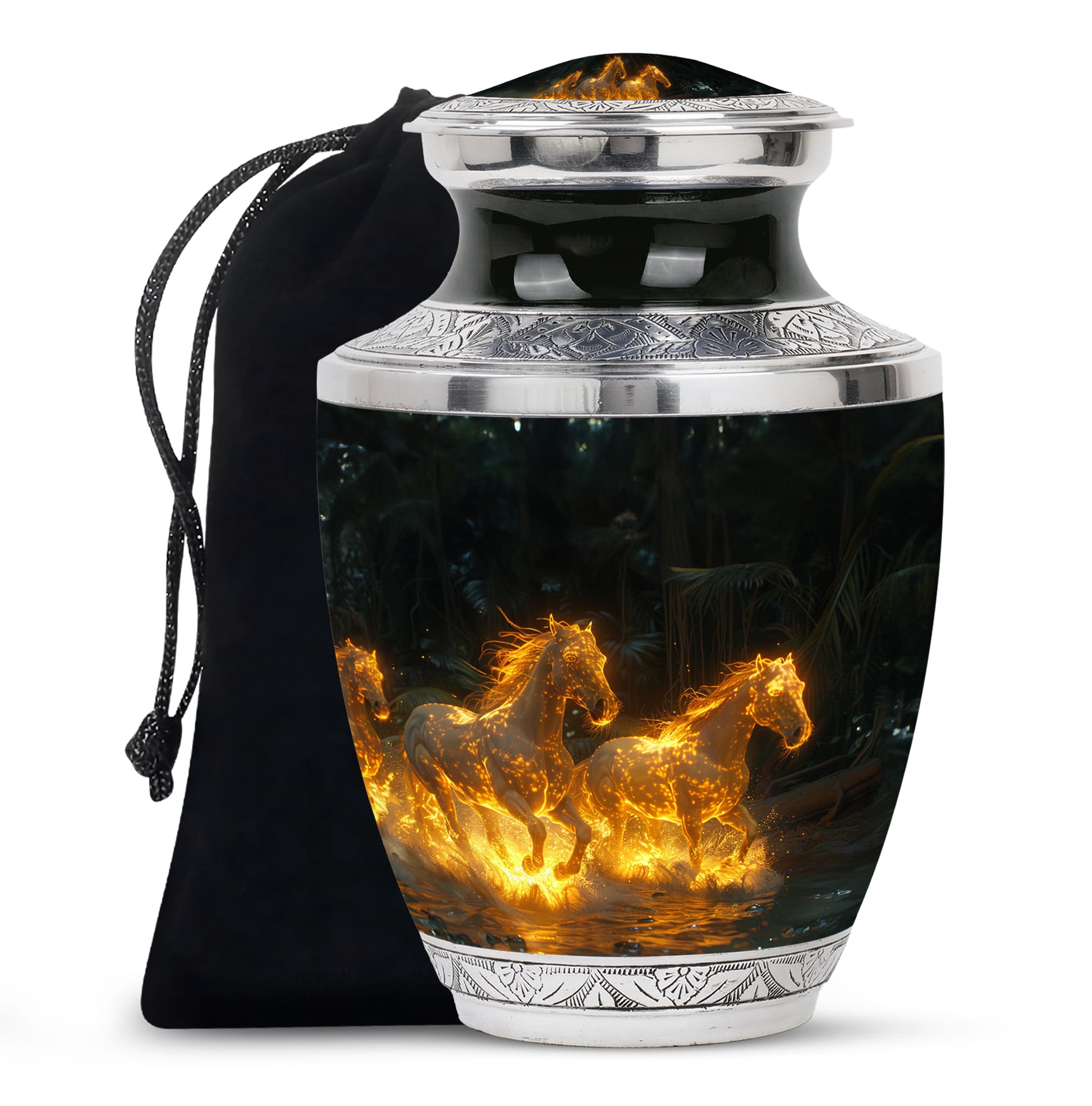 Horse Theme Funeral Urn - Large Memorial Urn For Loved Ones