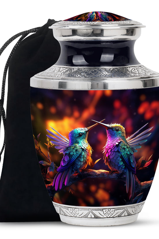 Colorful Hummingbird Funeral Urn - Couple Ashes Urn For Loved Ones
