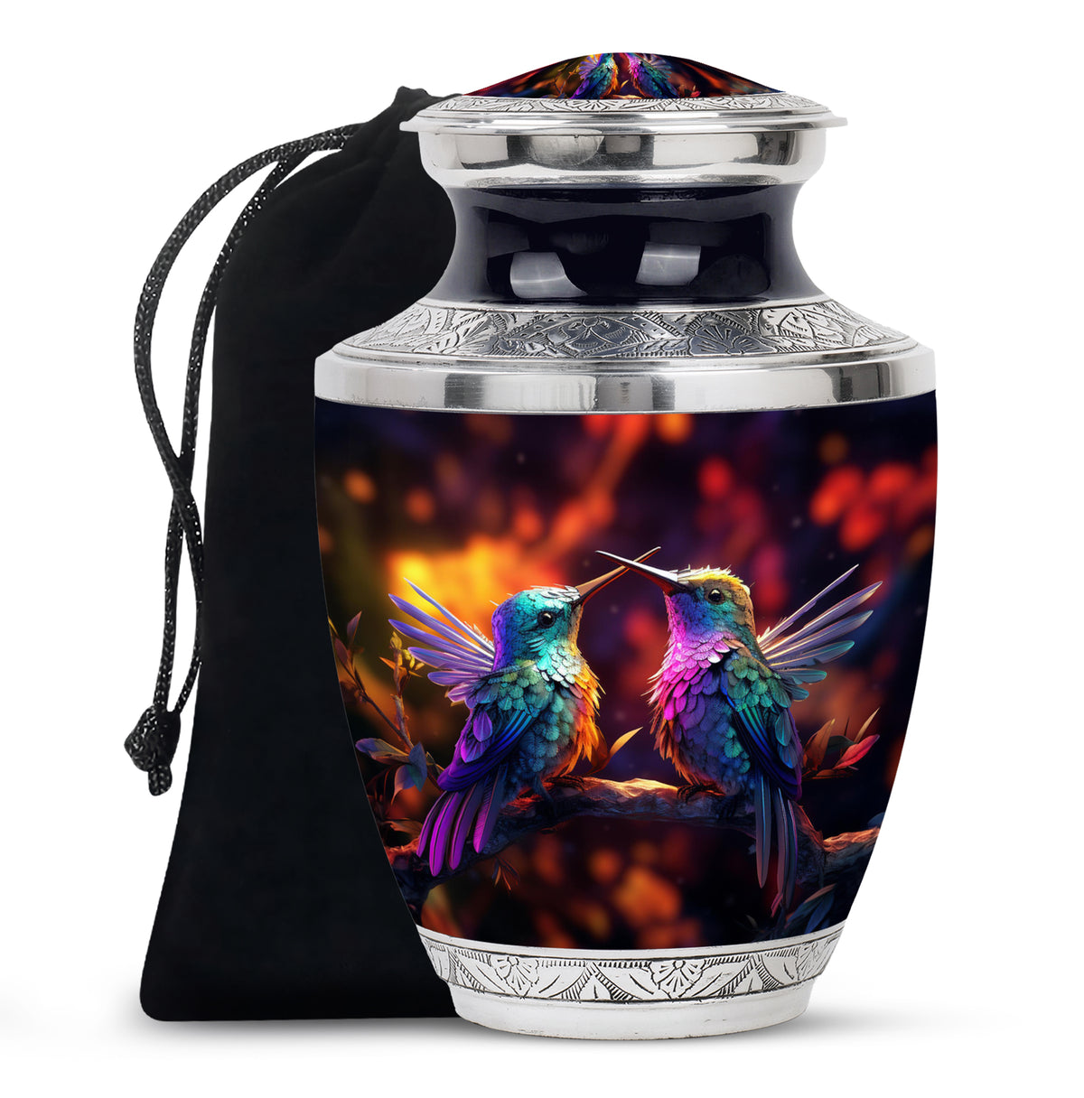 Colorful Hummingbird Funeral Urn - Couple Ashes Urn For Loved Ones