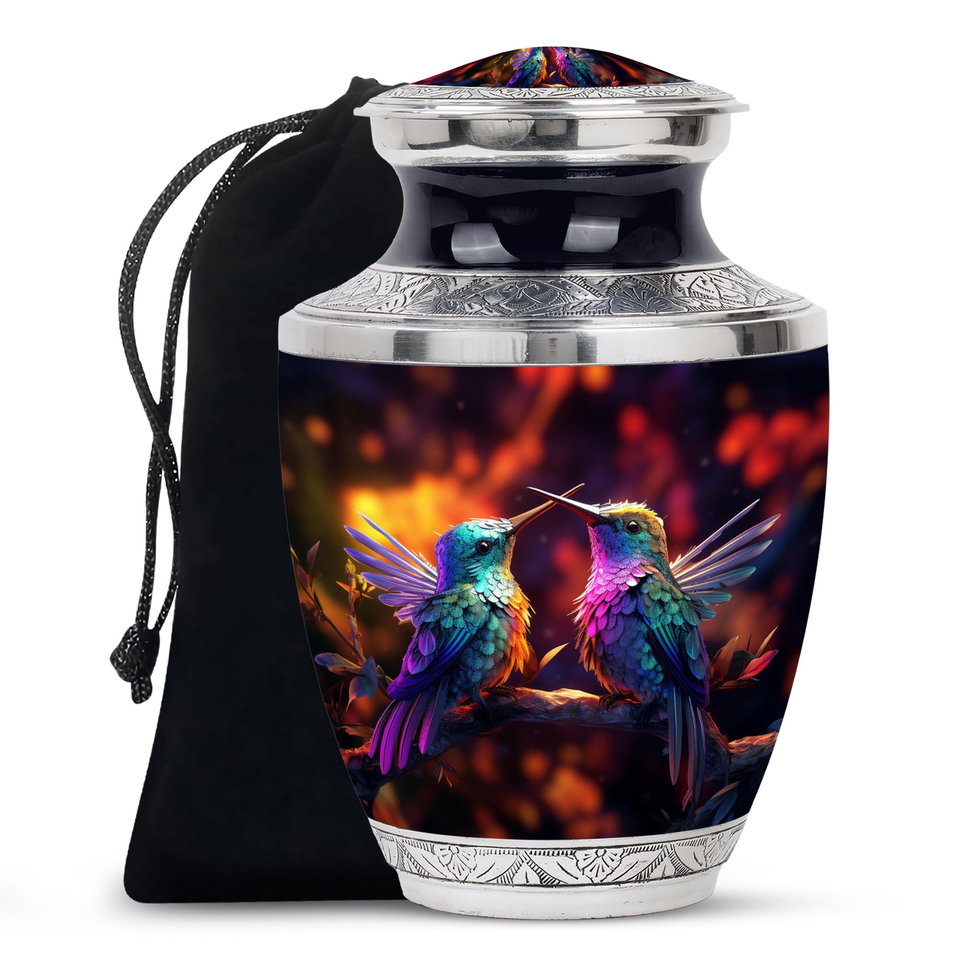 Colorful Hummingbird Funeral Urn - Couple Ashes Urn For Loved Ones