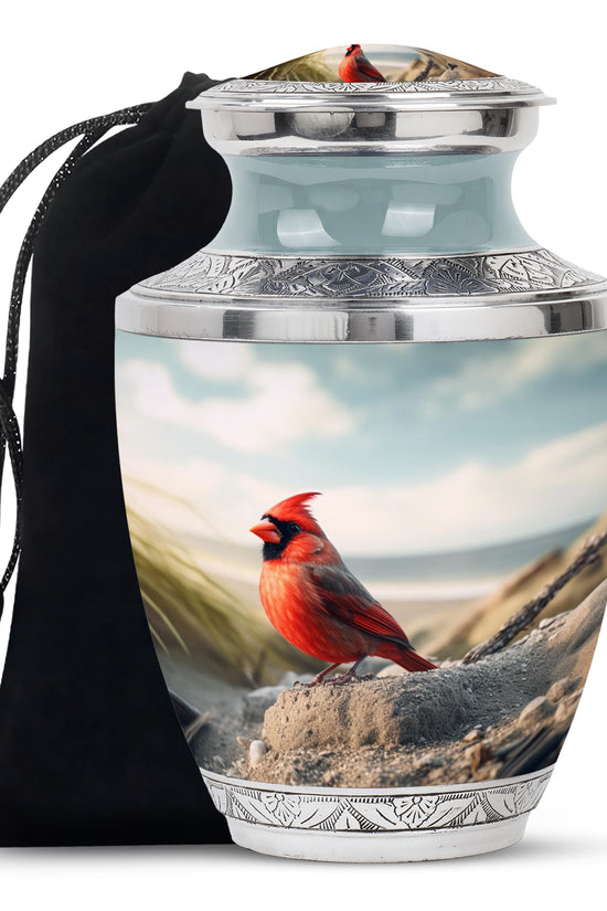 Red Cardinal Cremation Urn - Large Memorial Urn For Human Ashes